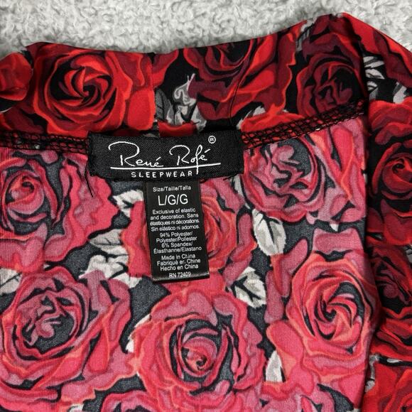 Rene Rofe Womens Robe Tie Waist sz Large Roses Bloomcore Super Soft Lightweight - Picture 12 of 13